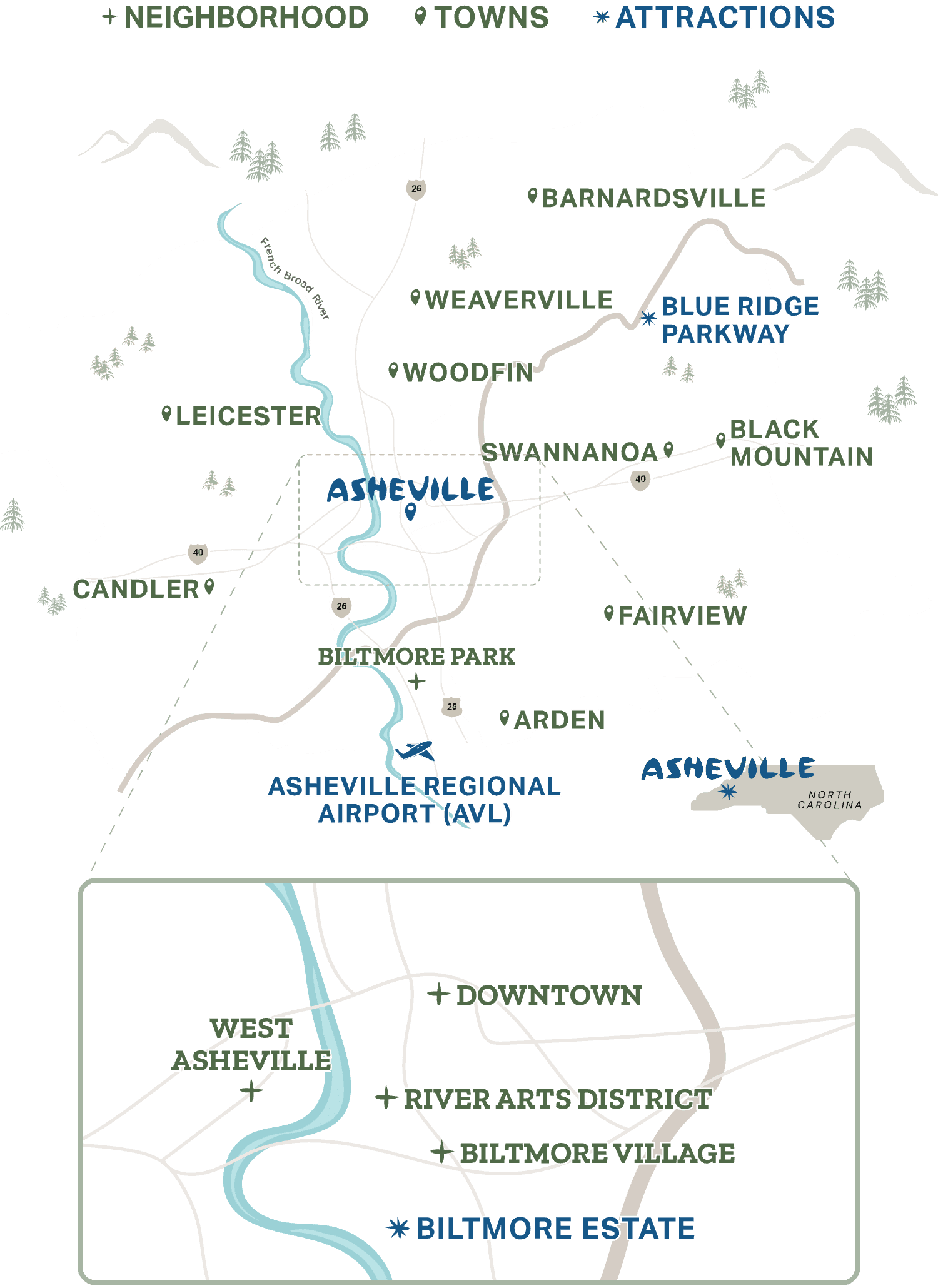 Map of Asheville Map of Asheville
