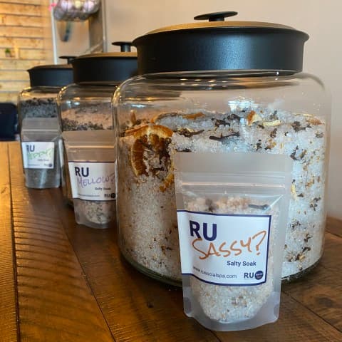 Choose your vibe. Our signature salt blends let you customize your foot soak with RU Sassy, RU Mellow, or RU Peppy. Choose your vibe. Our signature salt blends let you customize your foot soak with RU Sassy, RU Mellow, or RU Peppy.